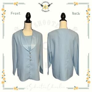 Vintage Karlie Collection Women's Size 8 Powder Blue Satin Blazer Bling